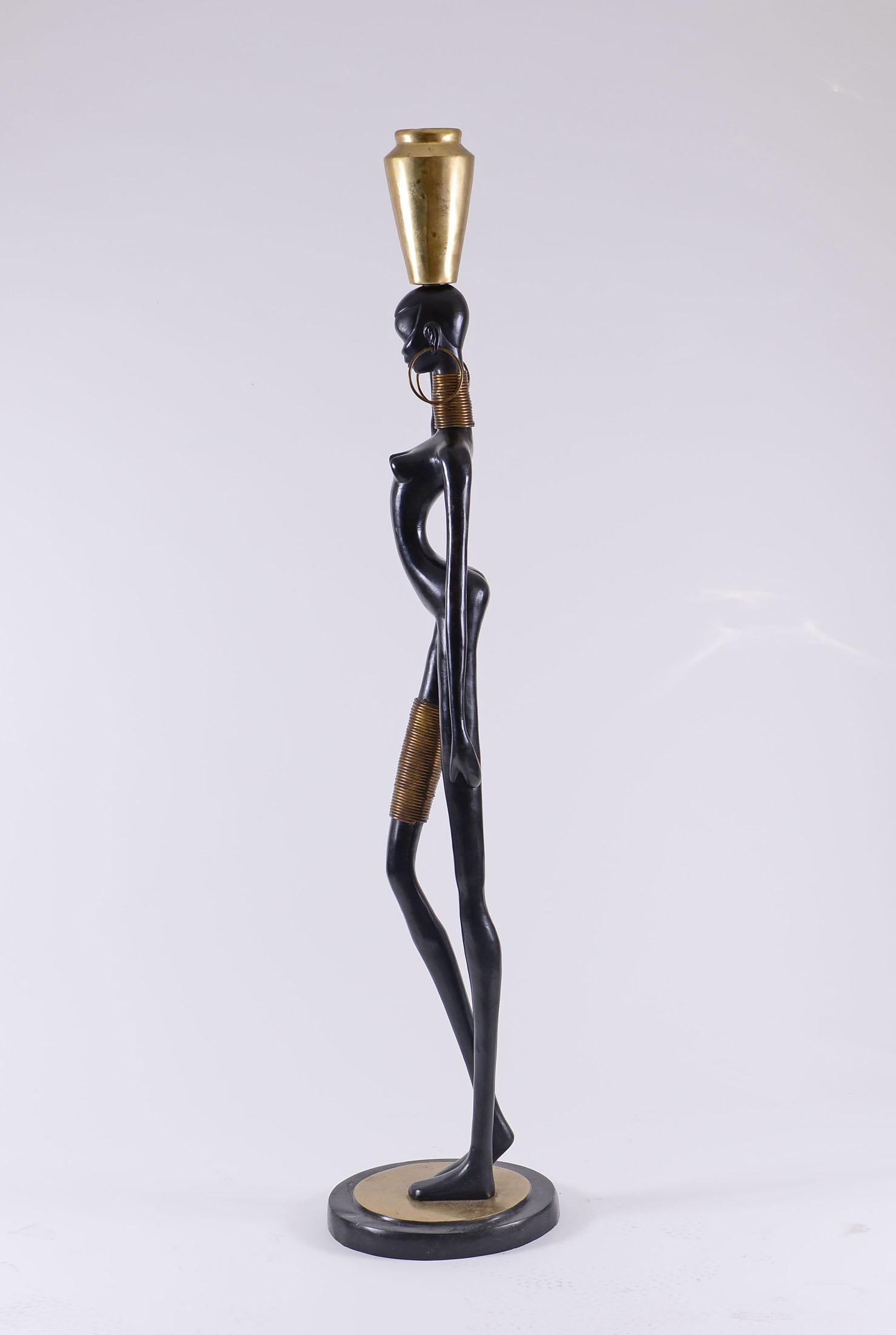 Mid-20th Century Very Tall Bronze Ndebele Sculpture, Original Mid-Century Modern, 1950s For Sale
