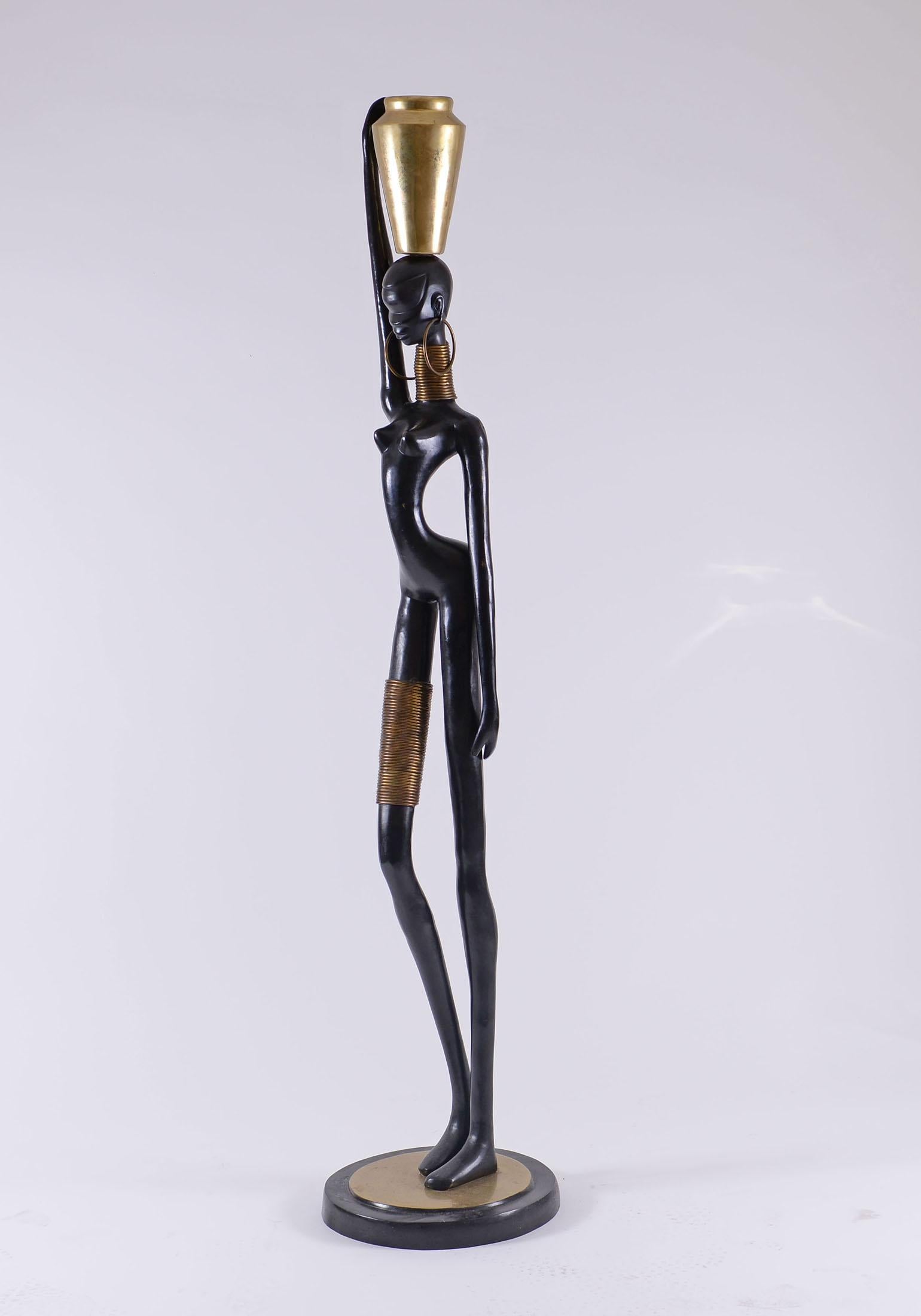 Mid-20th Century Very Tall Bronze Ndebele Sculpture, Original Mid-Century Modern, 1950s For Sale