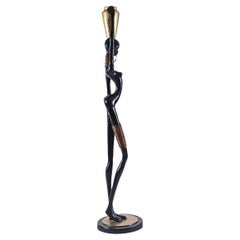 Very Tall Bronze Ndebele Sculpture, Original Mid-Century Modern, 1950s
