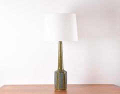 Very Tall Danish Palshus Table Lamp Moss Green and Blue, Modern Ceramic 1960s