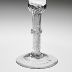 Very Tall Georgian Air Twist Wine Glass with Vermiform Collar, circa 1750