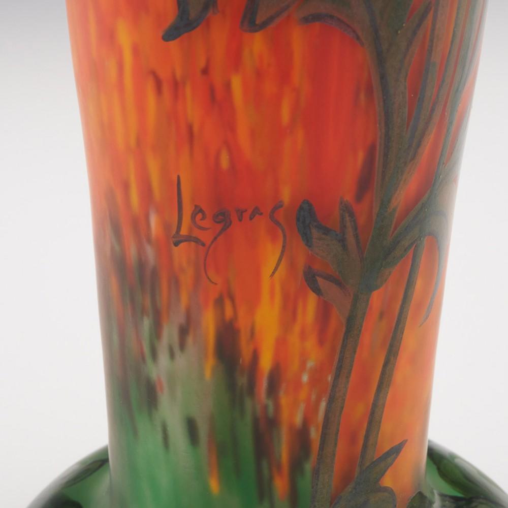 Jarrón alto Legras Poppy c1920 en venta 3