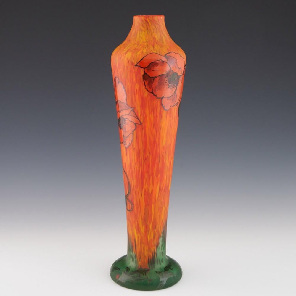 Art Nouveau Tall Legras Poppy Vase c1920 For Sale