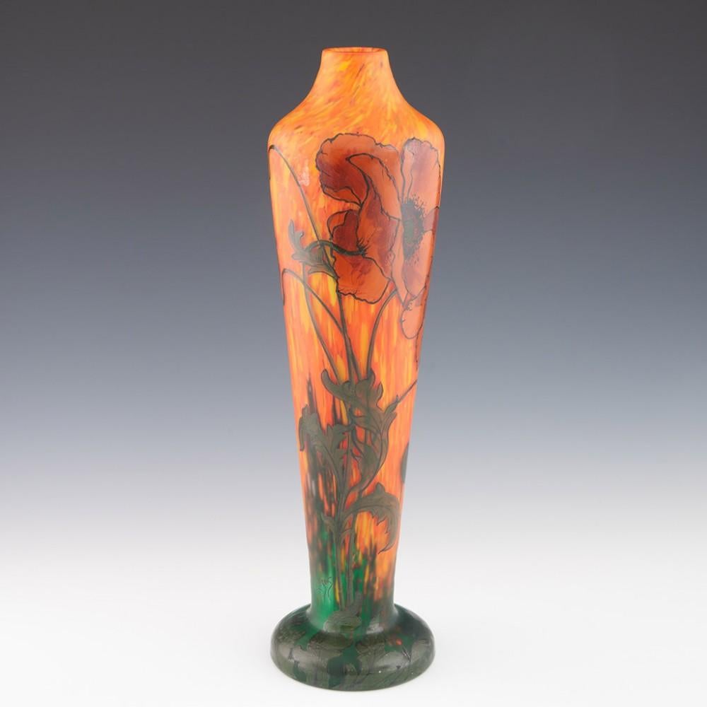 French Legras Vase Enamelled with Poppies c1920 For Sale