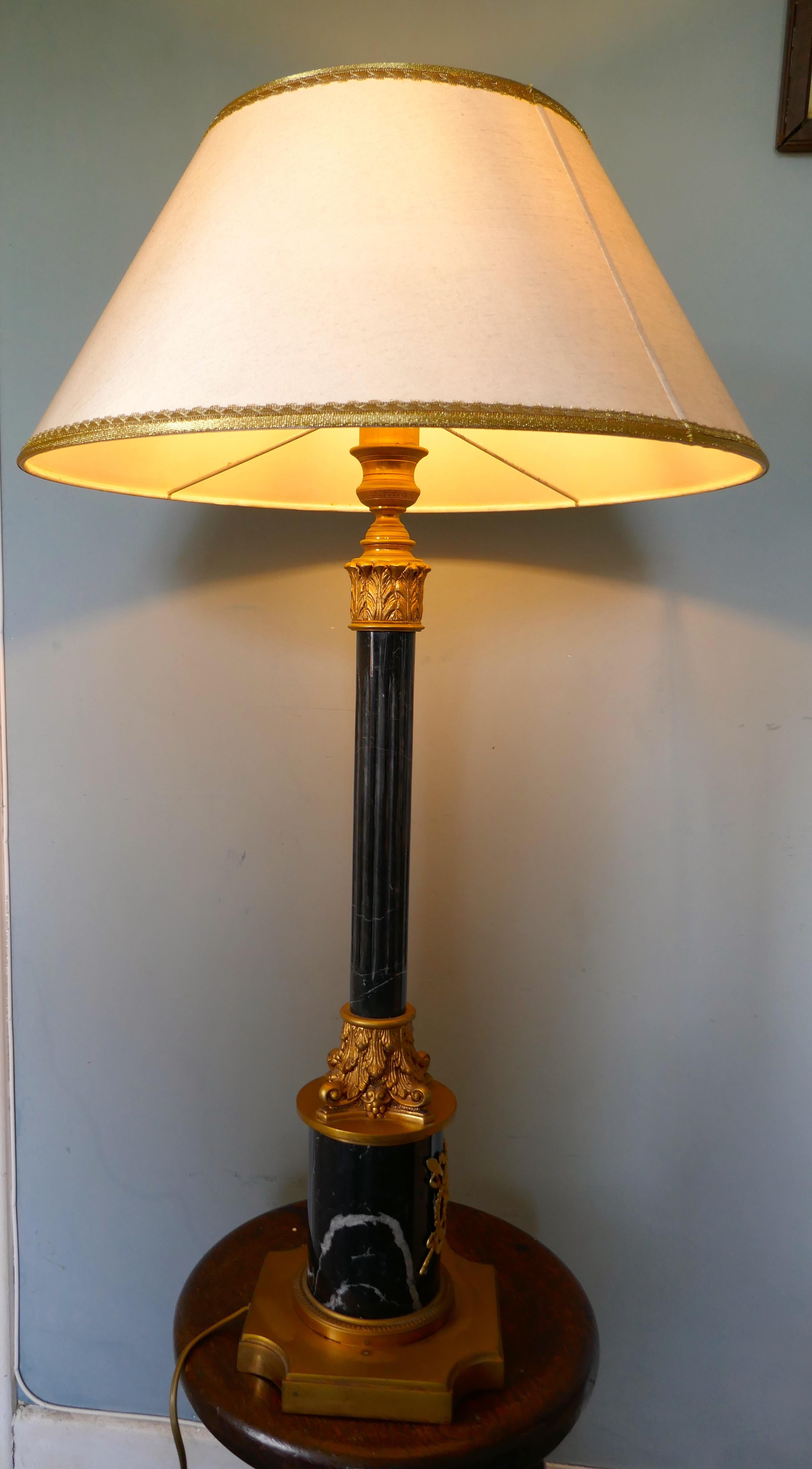 Large Marble Corinthian Column Table Lamp For Sale 3