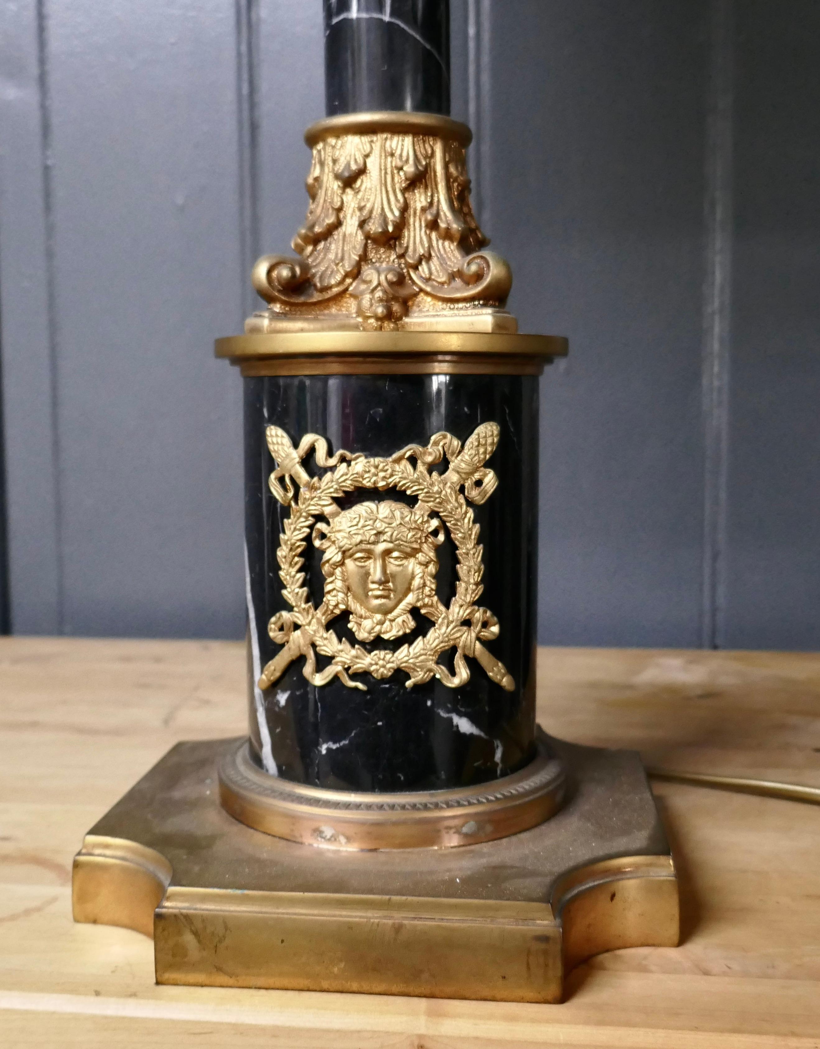 Large Marble Corinthian Column Table Lamp For Sale 5
