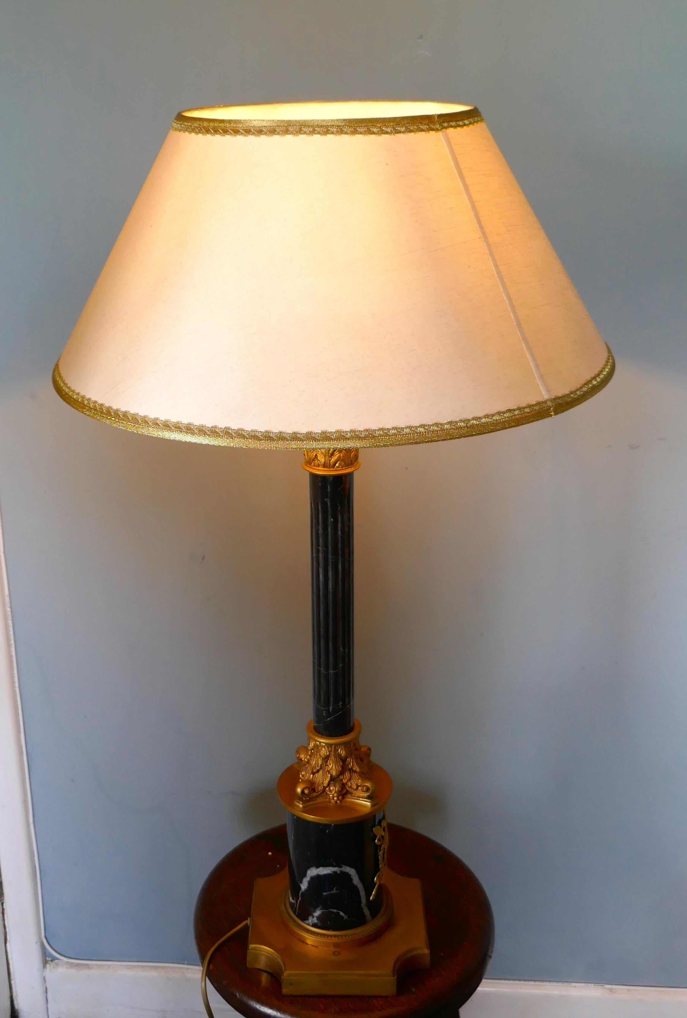Early 20th Century Large Marble Corinthian Column Table Lamp For Sale