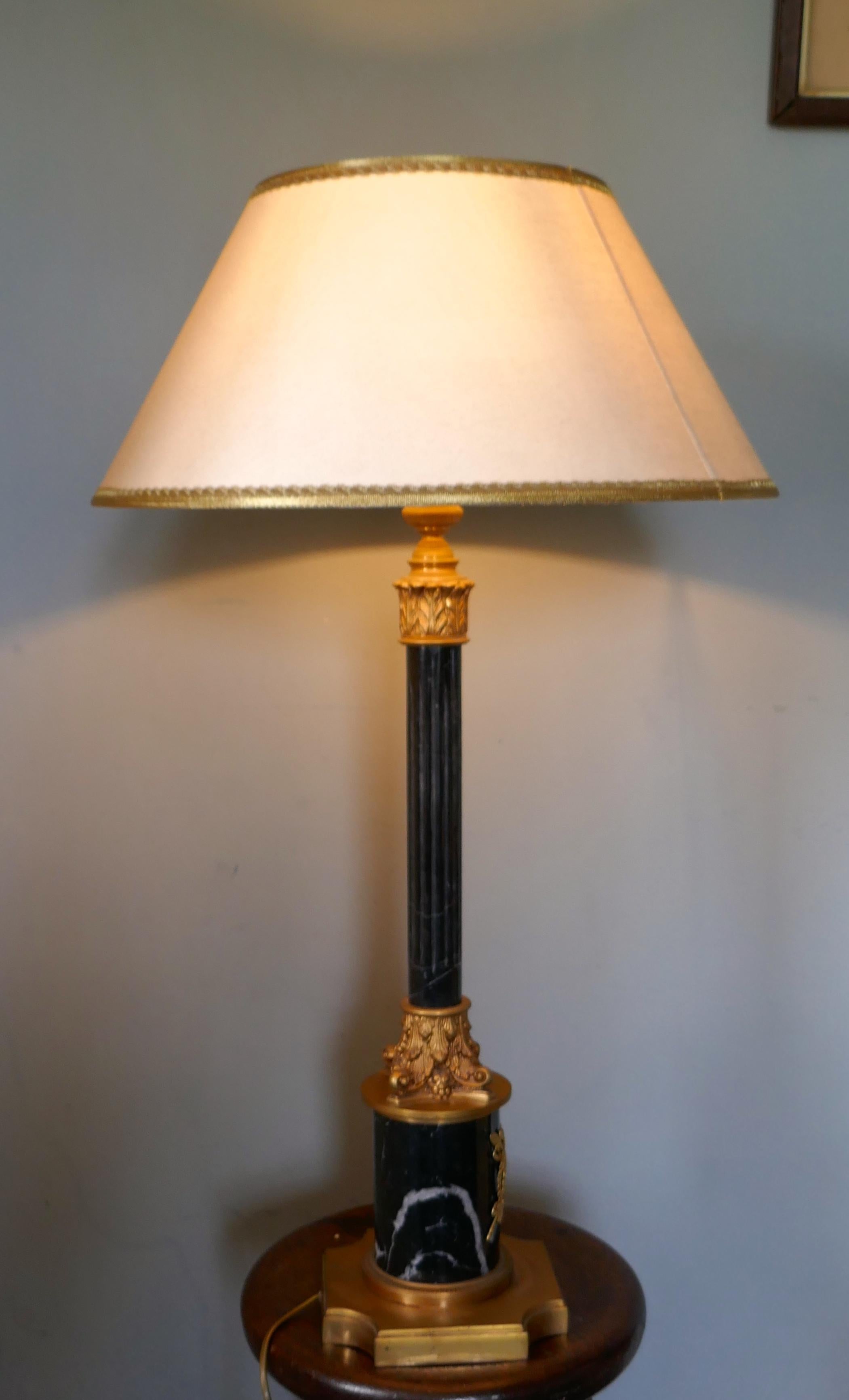 Large Marble Corinthian Column Table Lamp For Sale 2