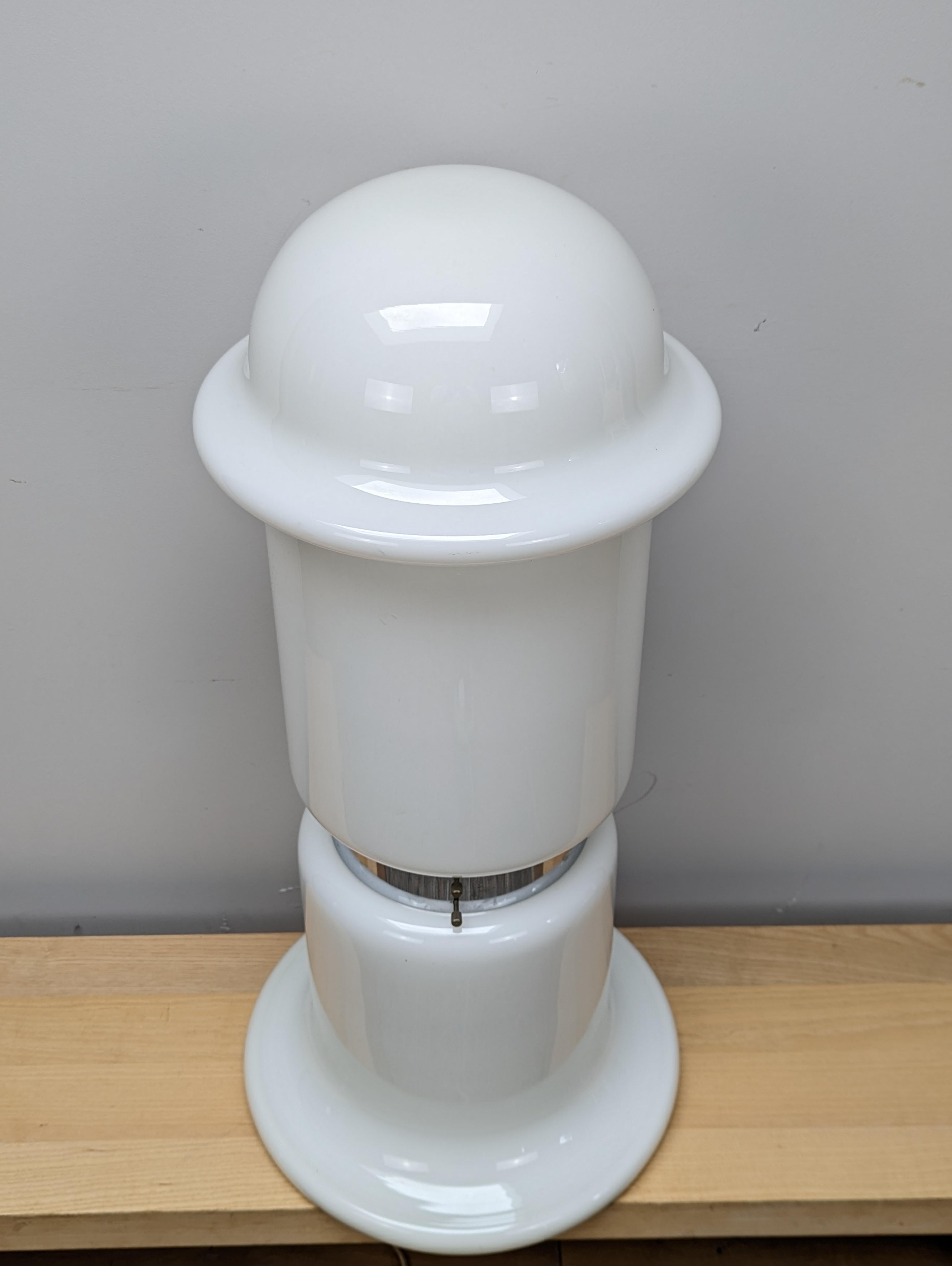 Opaline Glass Very Tall Midcentury Karel Volf Designed Loor Lamp, White For Sale