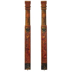 Very Tall Painted Pair of Fairground Columns, circa 1930
