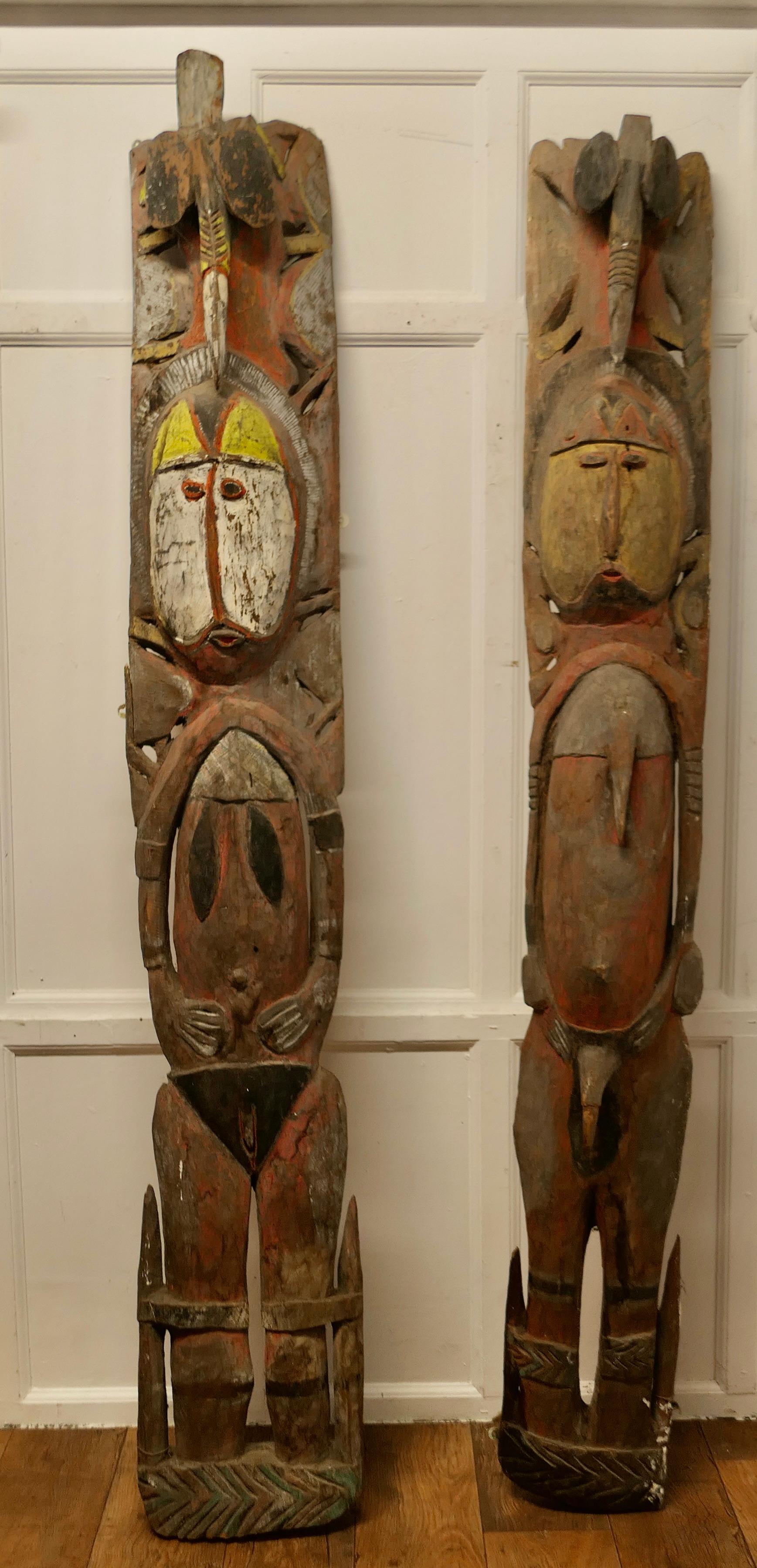 Folk Art Very Tall Pair of African Marriage Figure Panels  This is a very heavy pair   For Sale