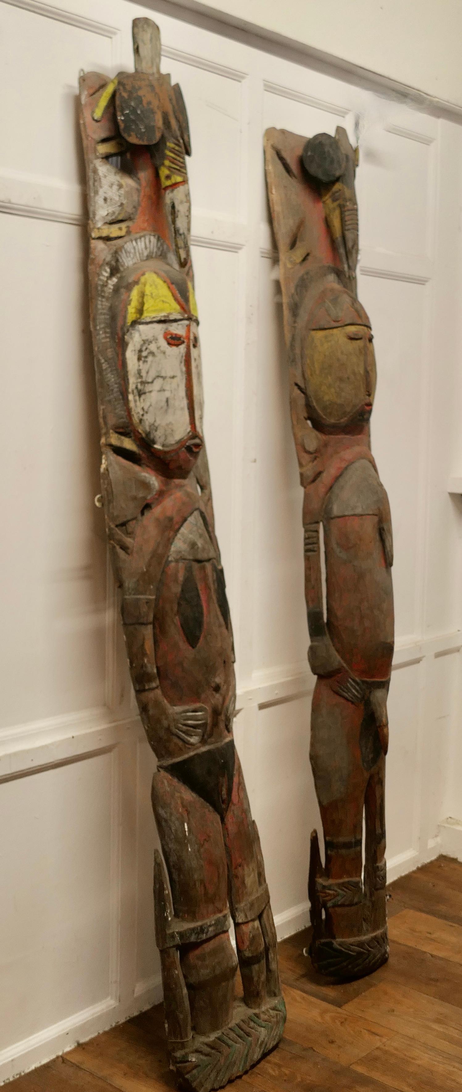 19th Century Very Tall Pair of African Marriage Figure Panels  This is a very heavy pair   For Sale