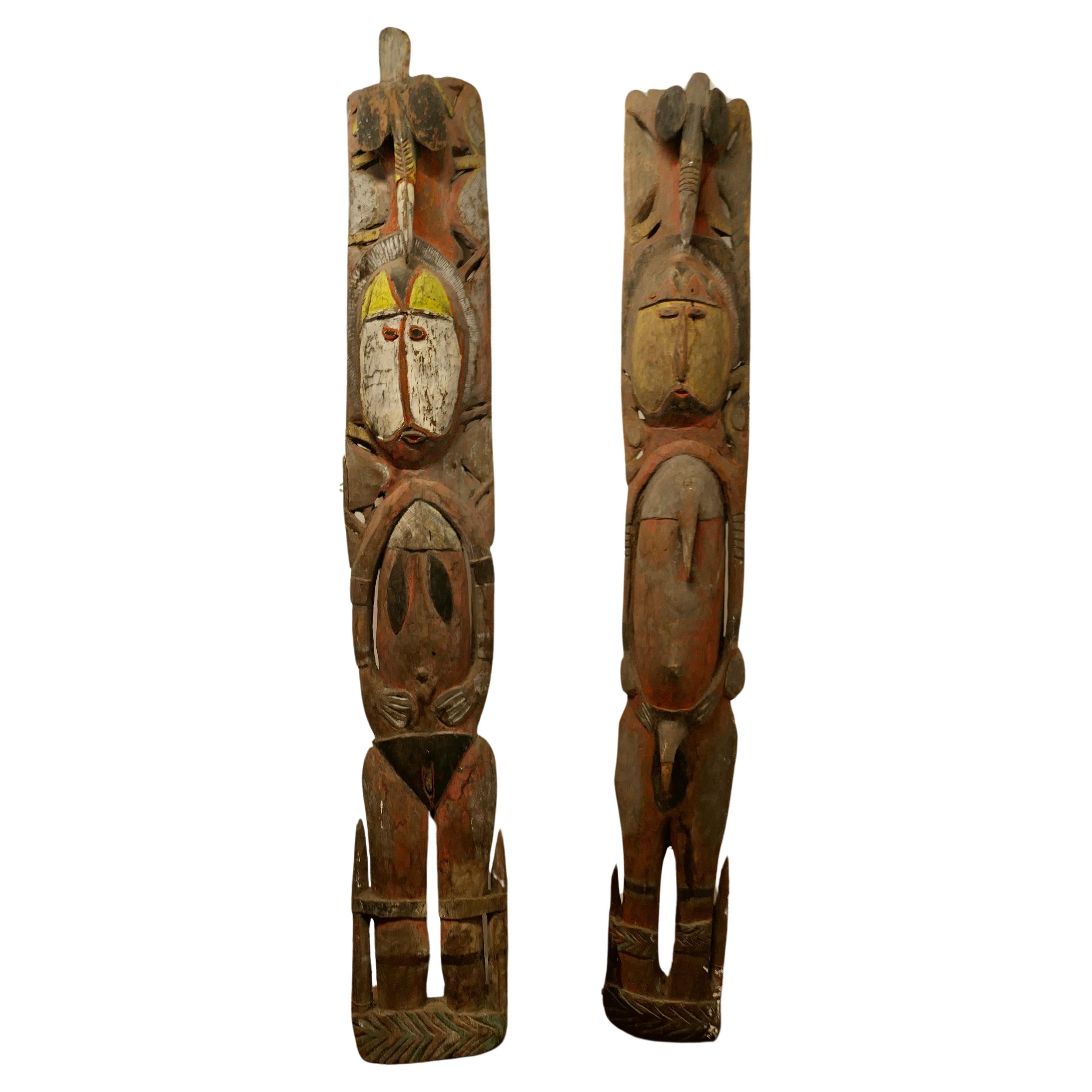Very Tall Pair of African Marriage Figure Panels  This is a very heavy pair   For Sale
