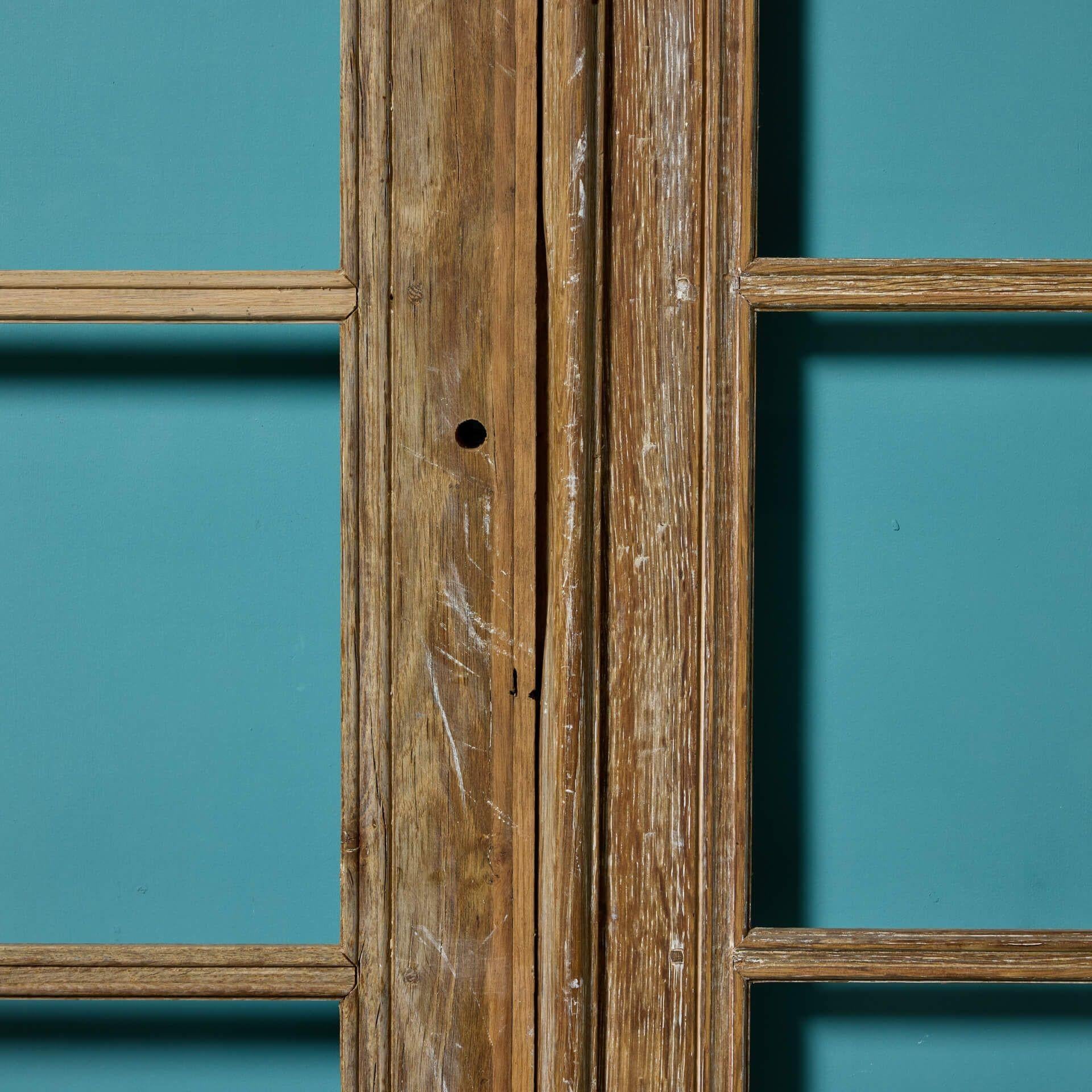Very Tall Set of Antique Oak Doors for Glazing In Fair Condition For Sale In Wormelow, Herefordshire