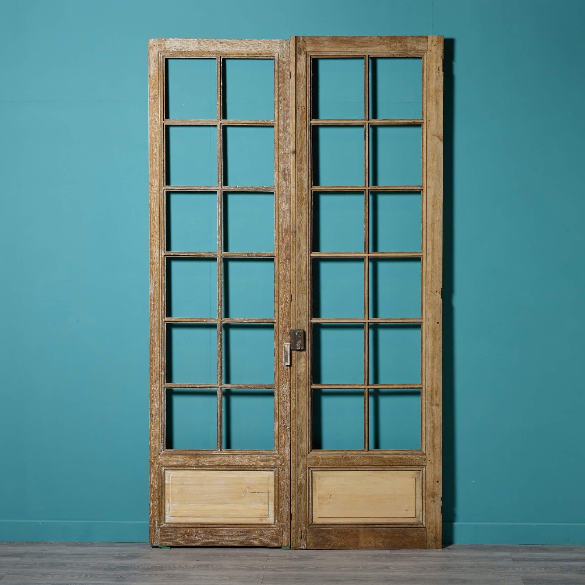 20th Century Very Tall Set of Antique Oak Doors for Glazing For Sale
