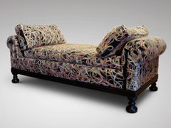 Divano letto francese del XIX secolo molto insolito e tappezzato