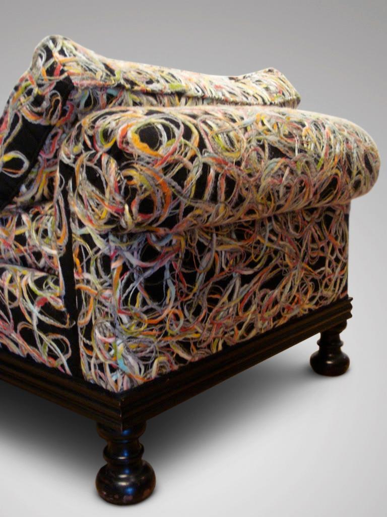 Blackened Very unusual 19th Century French Reupholstered Daybed Sofa