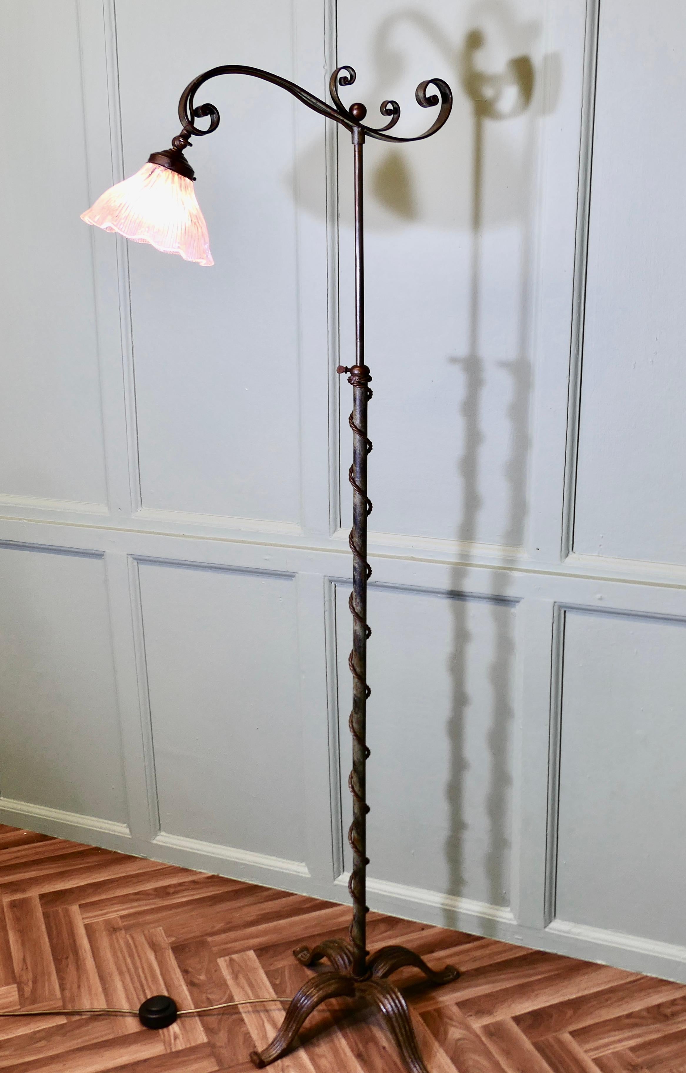 Very Unusual Arts and Crafts Telescopic Floor Lamp For Sale 5
