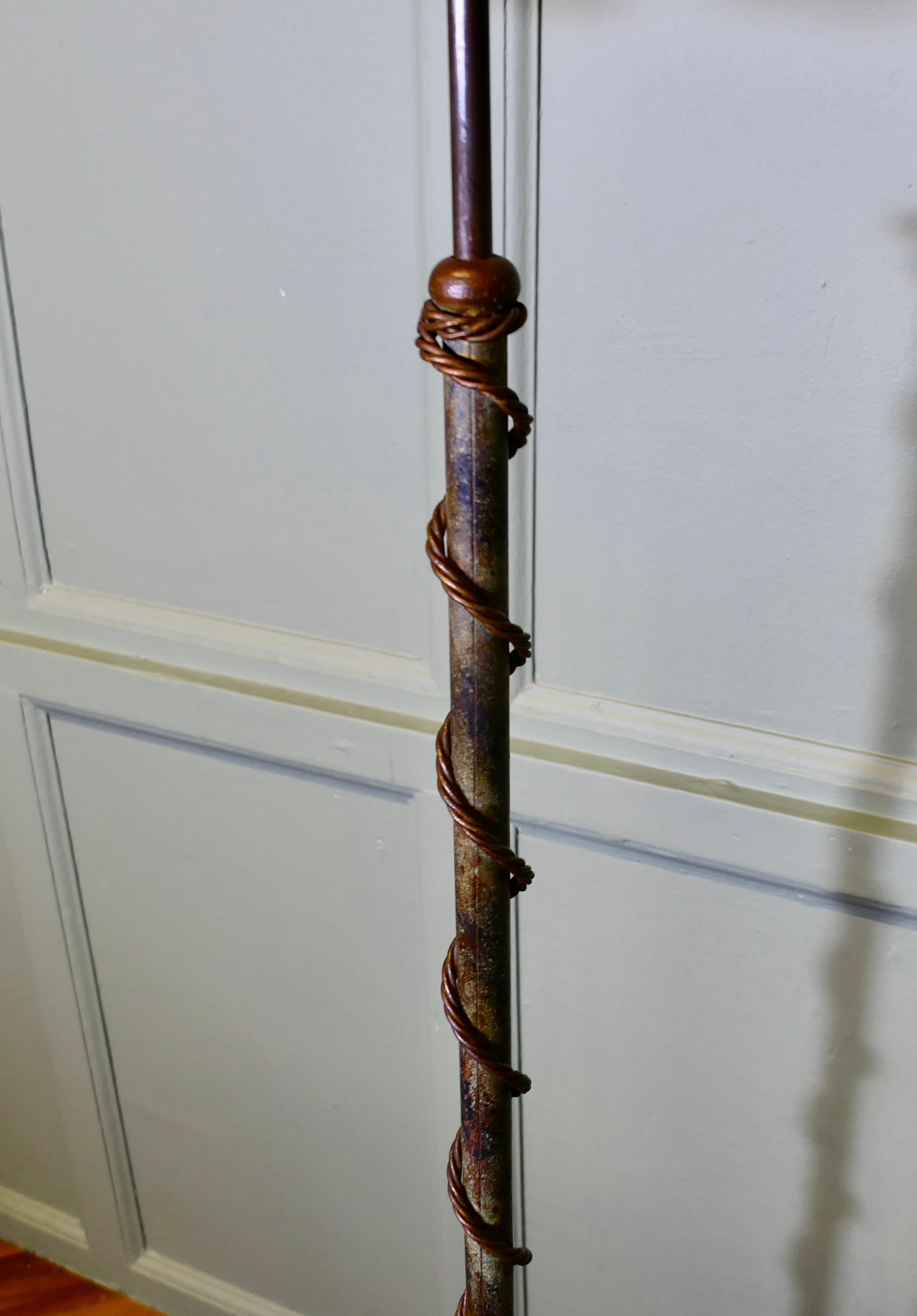 Early 20th Century Very Unusual Arts and Crafts Telescopic Floor Lamp For Sale