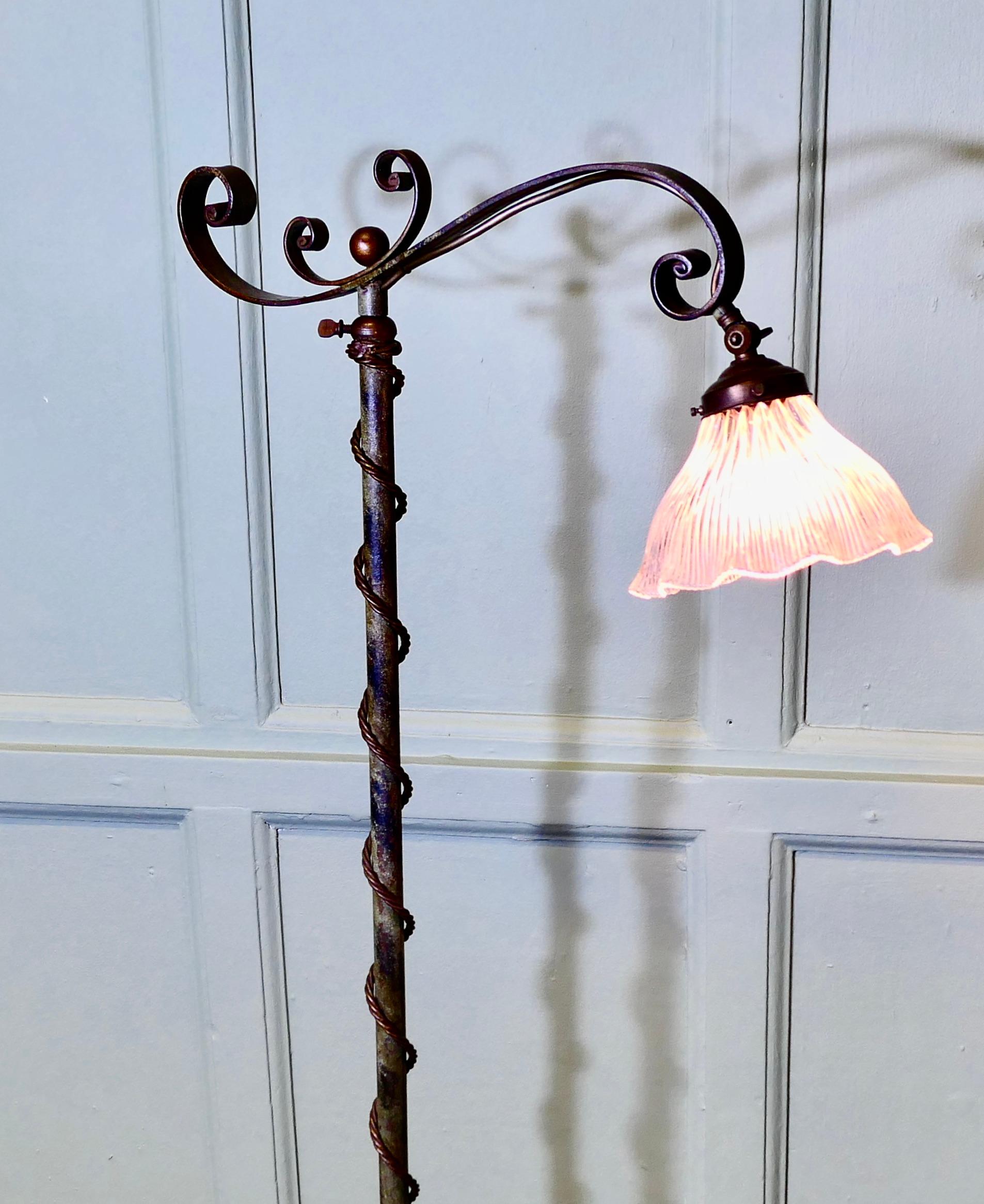 Very Unusual Arts and Crafts Telescopic Floor Lamp For Sale 1
