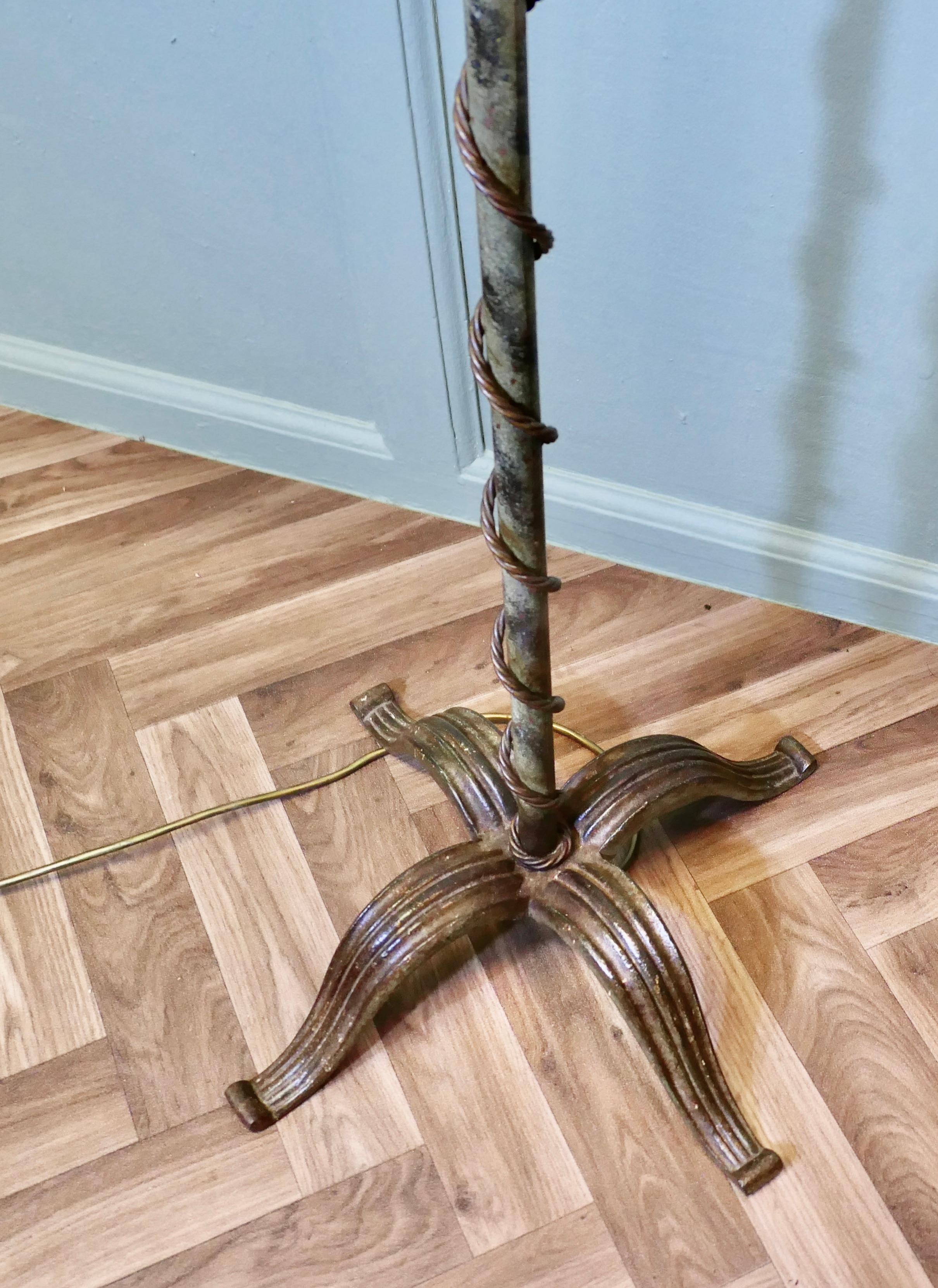 Very Unusual Arts and Crafts Telescopic Floor Lamp For Sale 2