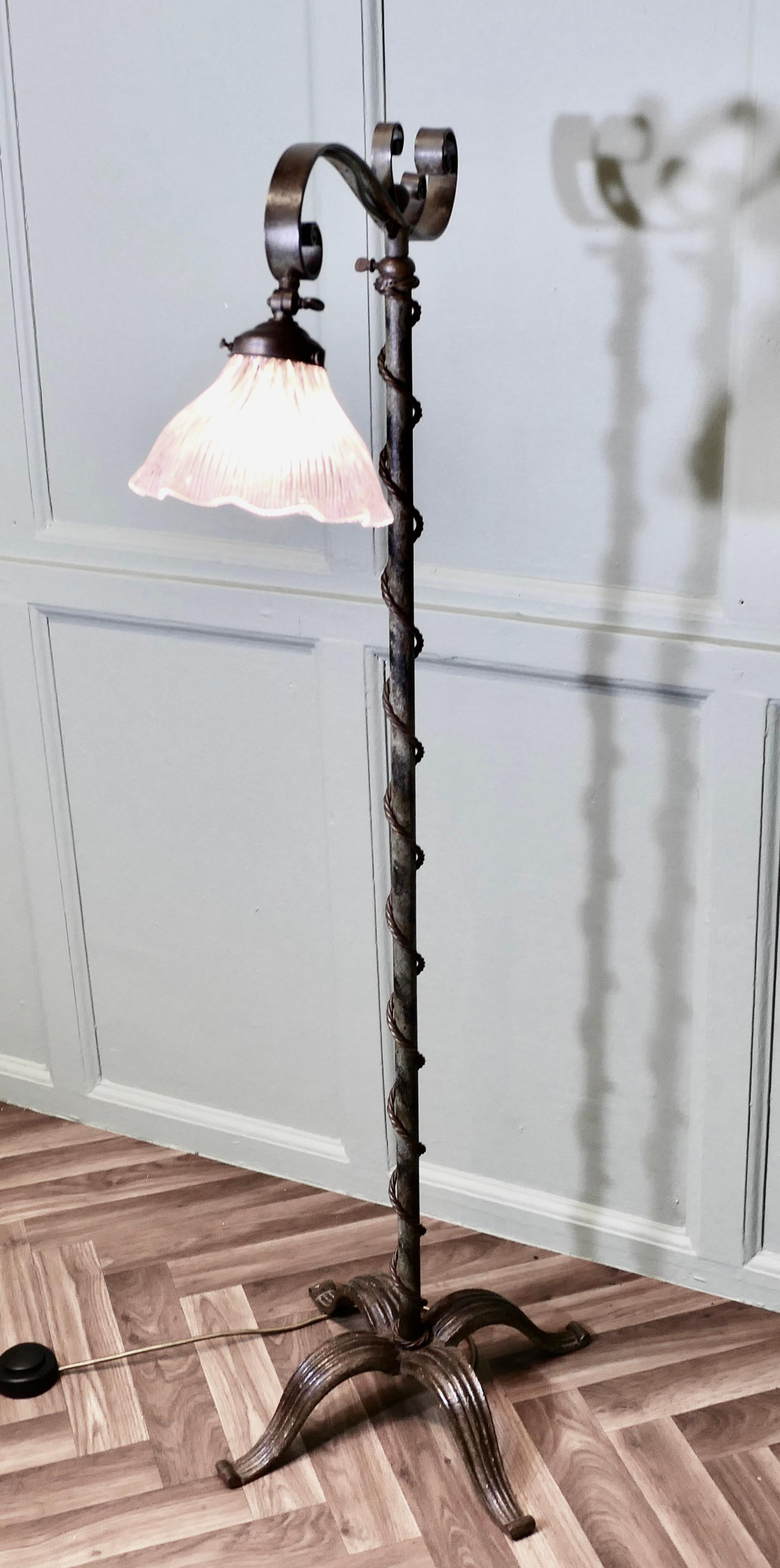 Very Unusual Arts and Crafts Telescopic Floor Lamp For Sale 3