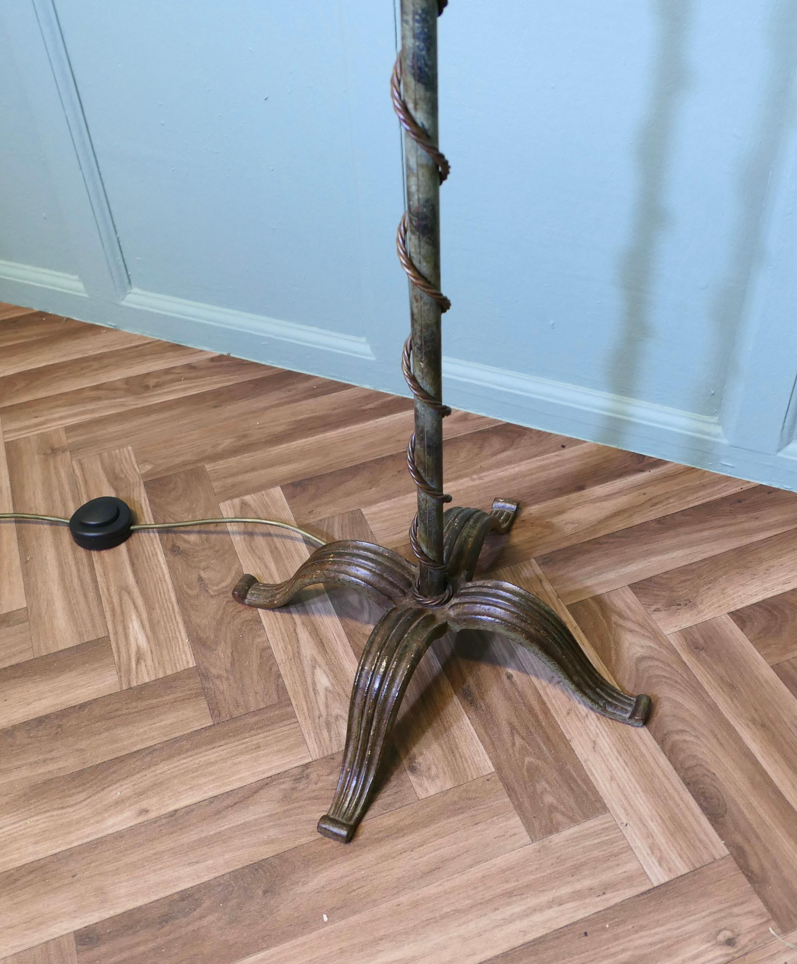 Very Unusual Arts and Crafts Telescopic Floor Lamp For Sale 4