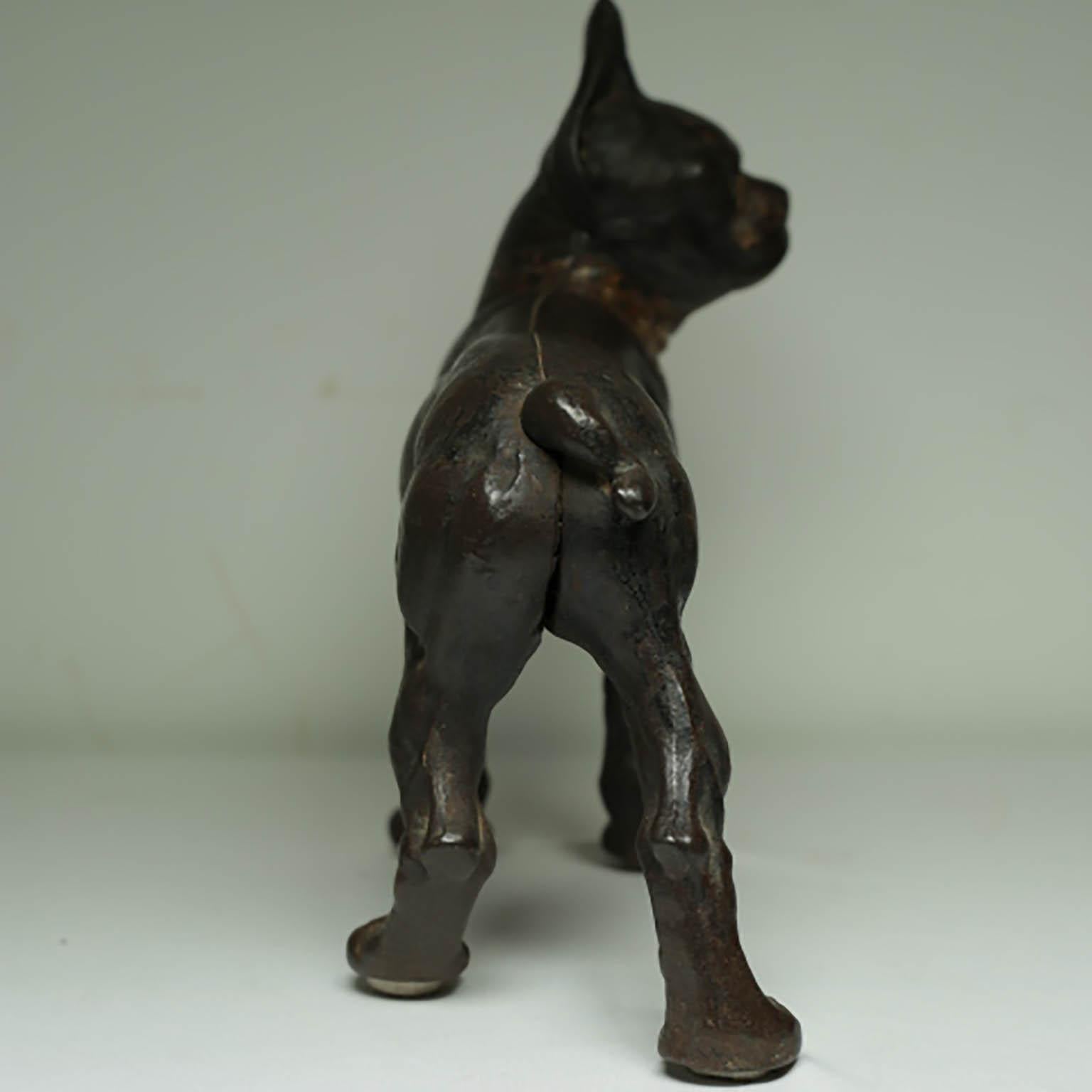 Very Unusual Black Cast Iron Boston Terrier by Hubley, circa 1910-1940 In Excellent Condition In San Francisco, CA