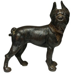 Sehr ungewöhnlicher Boston Terrier aus schwarzem Gusseisen von Hubley:: ca. 1910-1940