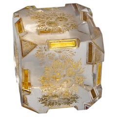Very Unusual Cut Crystal Cube Shaped Paperweight 19th Century
