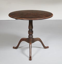 Very Unusual English Leather Clad Round Tripod Table