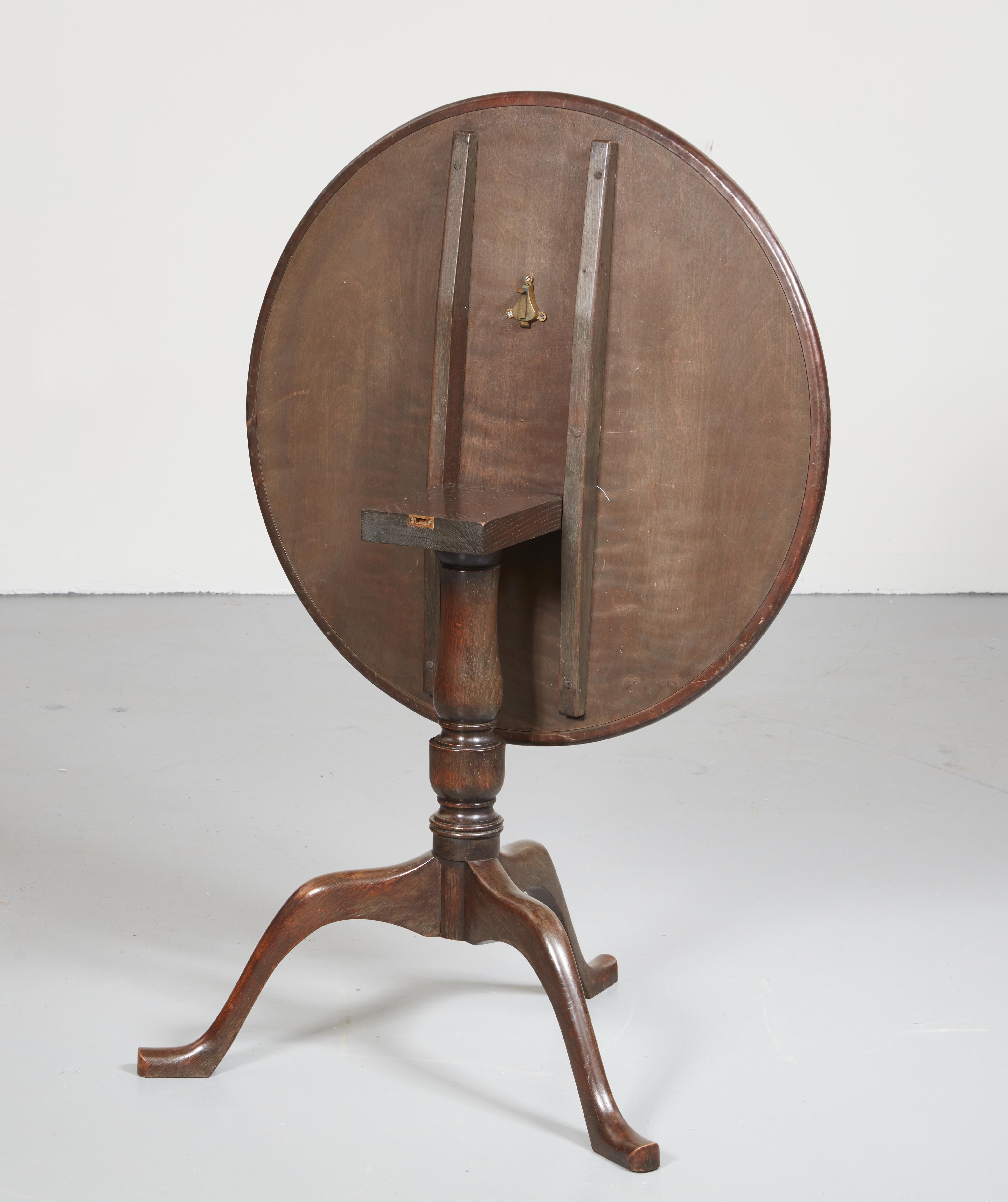 Very Unusual English Leather Clad Round Tripod Table 5
