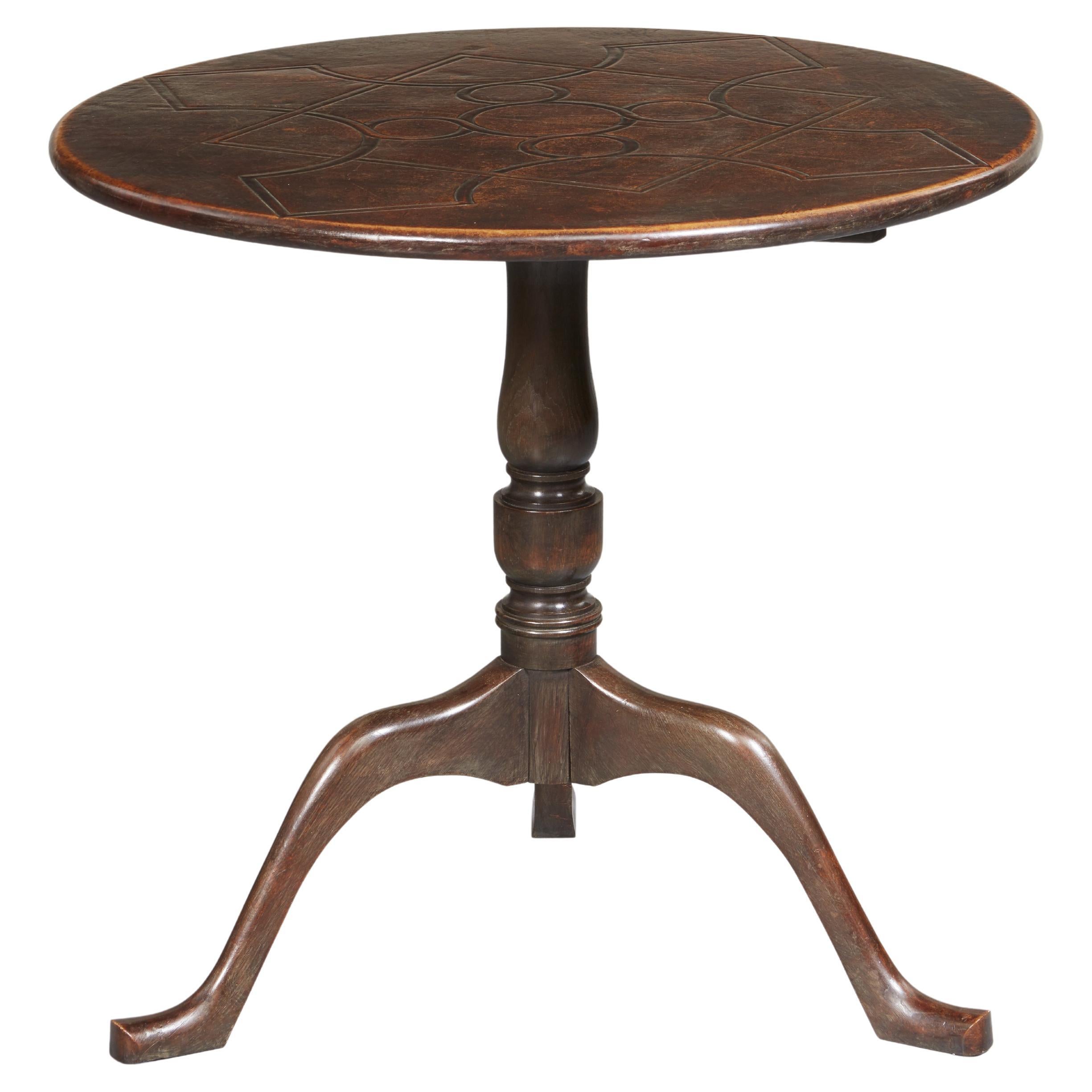 Very Unusual English Leather Clad Round Tripod Table