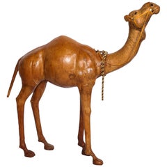 Very Unusual French 1940s Model of a Camel, Made of Tanned Leather