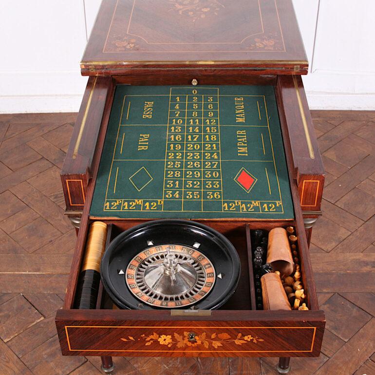 Inlay Very Unusual Inlaid Exotic Wood Games Table