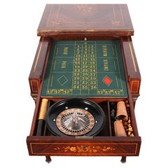 Antique Very Unusual Inlaid Exotic Wood Games Table