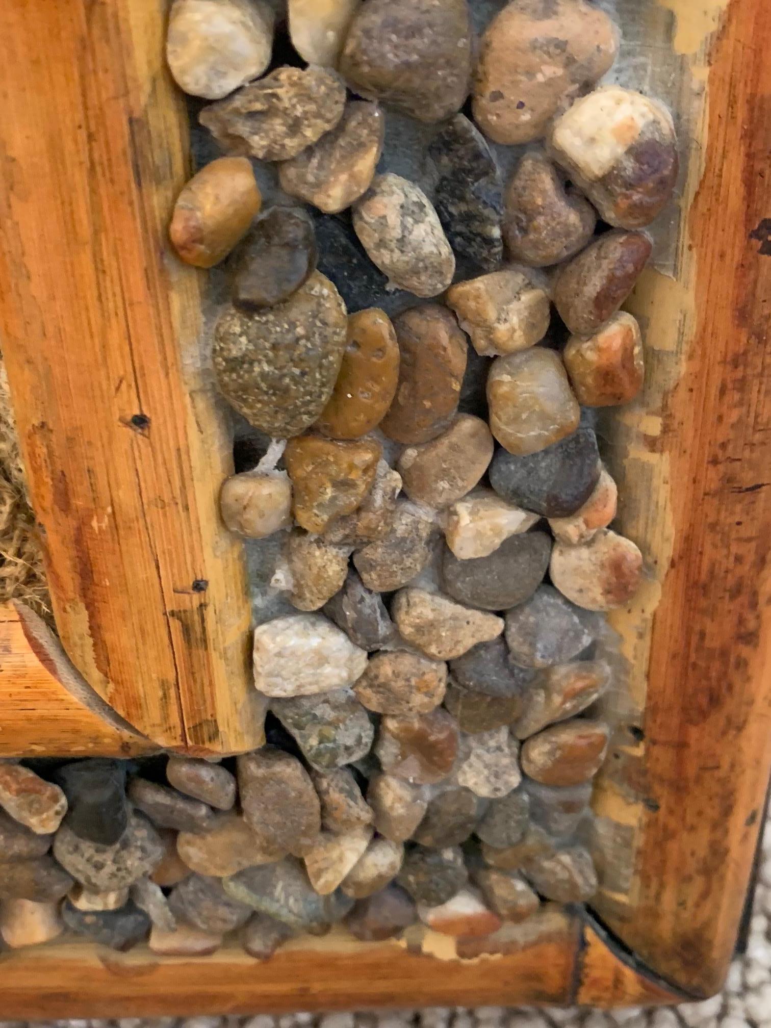 wooden pebble mirror