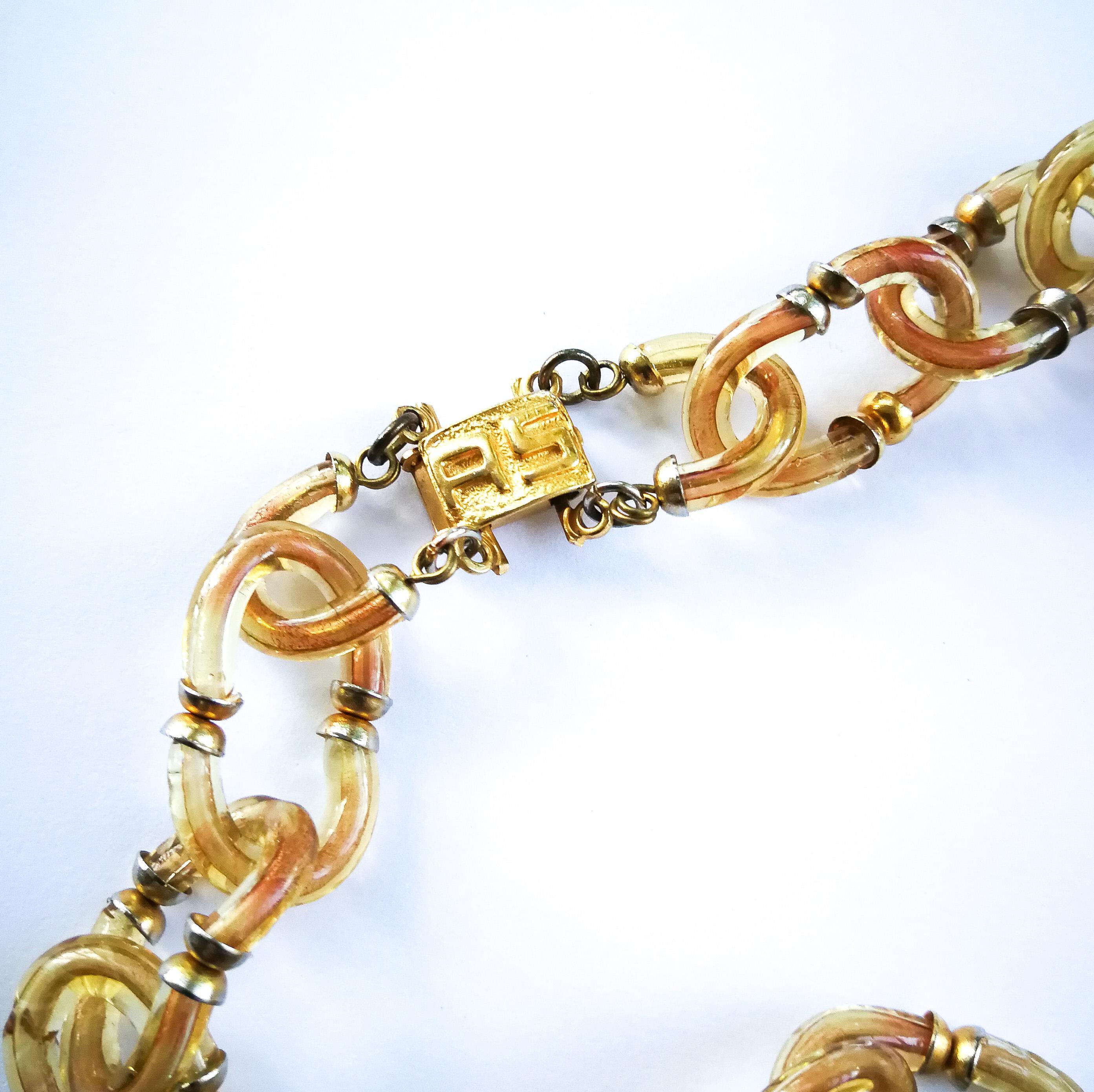 An exceptionally long, clear paste and gilt metal chain, Seguso/Chanel, c1968 For Sale 1