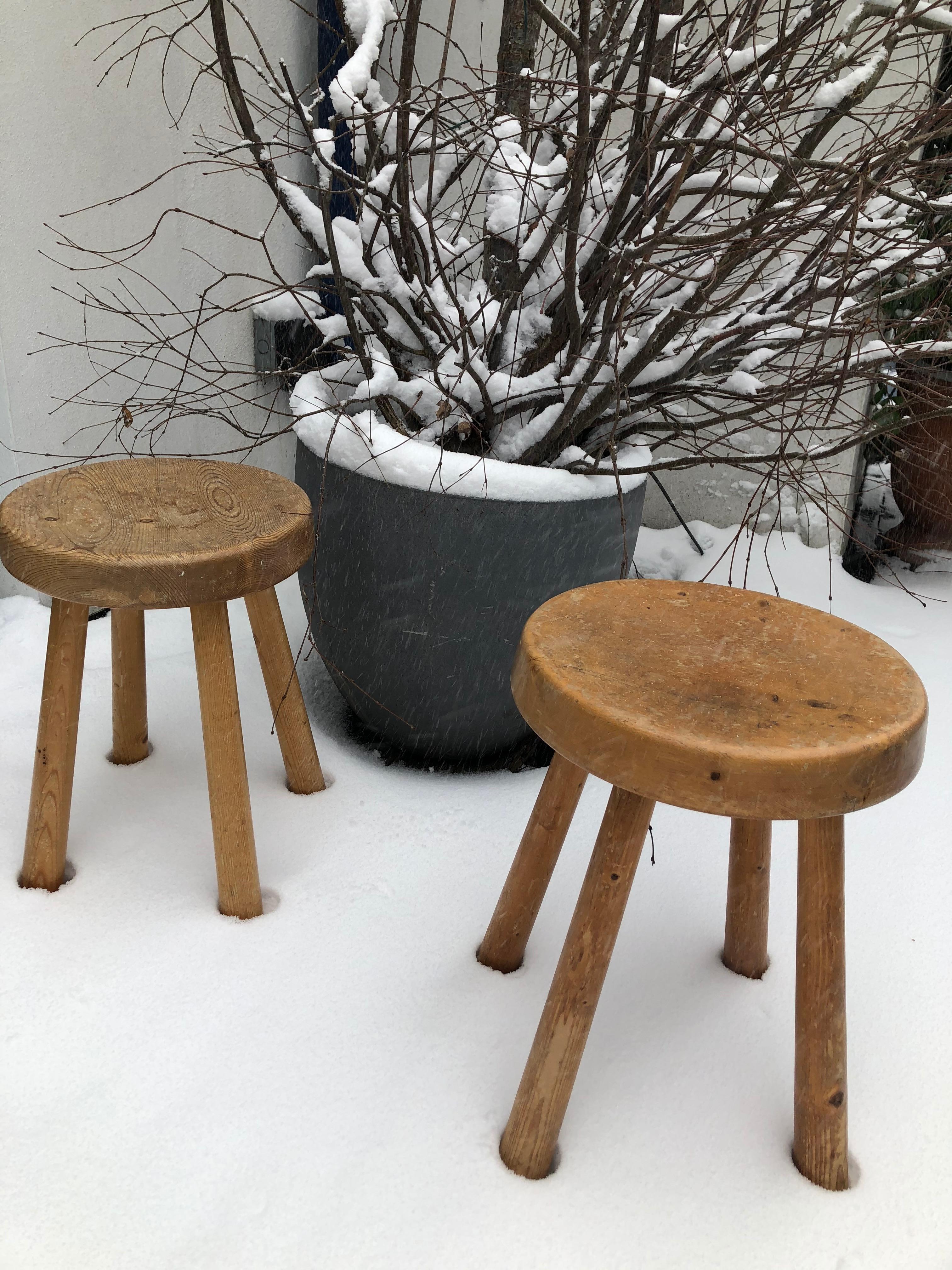 Very Rare Set of Charlotte Perriand 4 Legs Configuration Stools For Sale 3