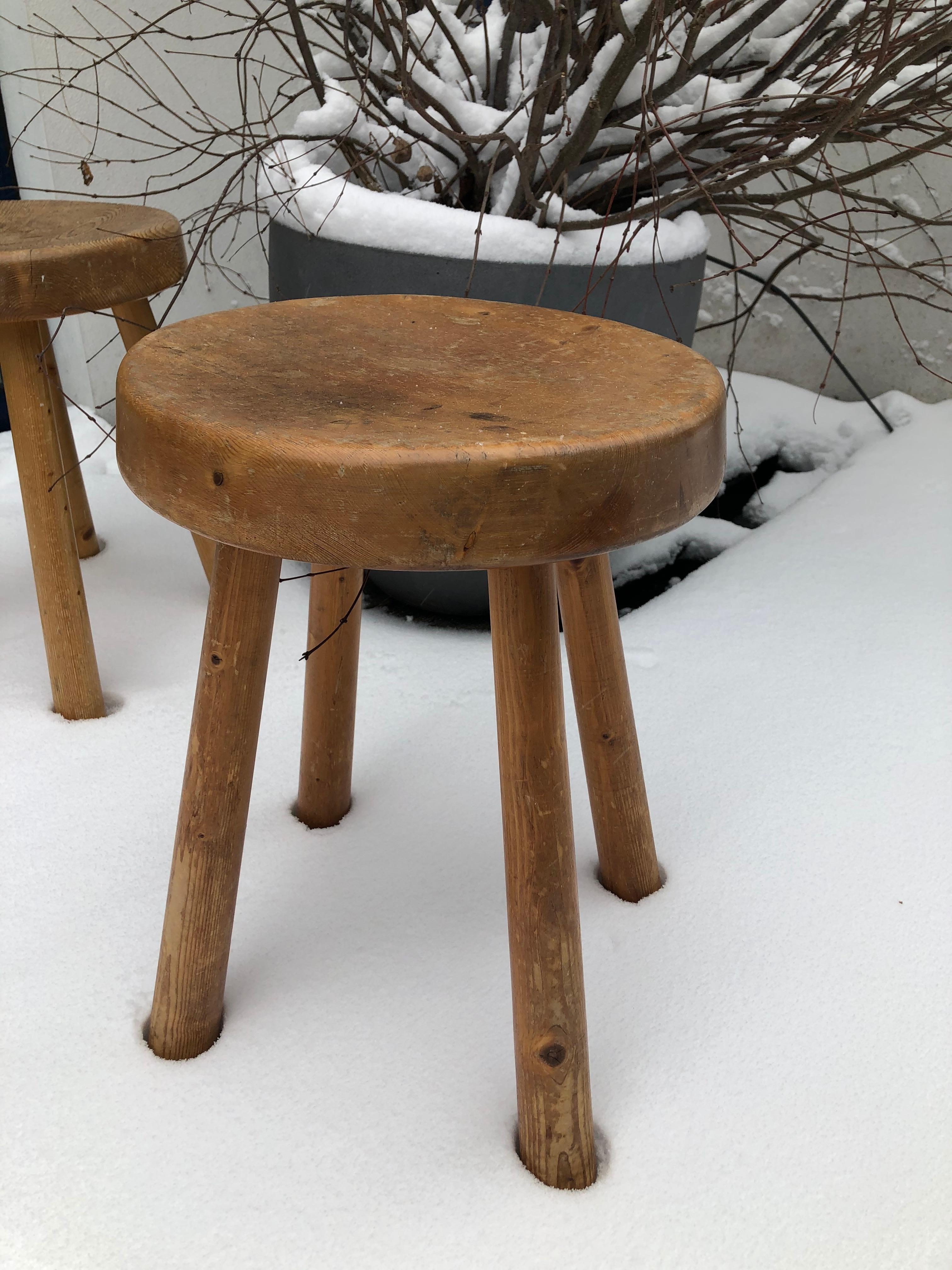 Very Rare Set of Charlotte Perriand 4 Legs Configuration Stools For Sale 6