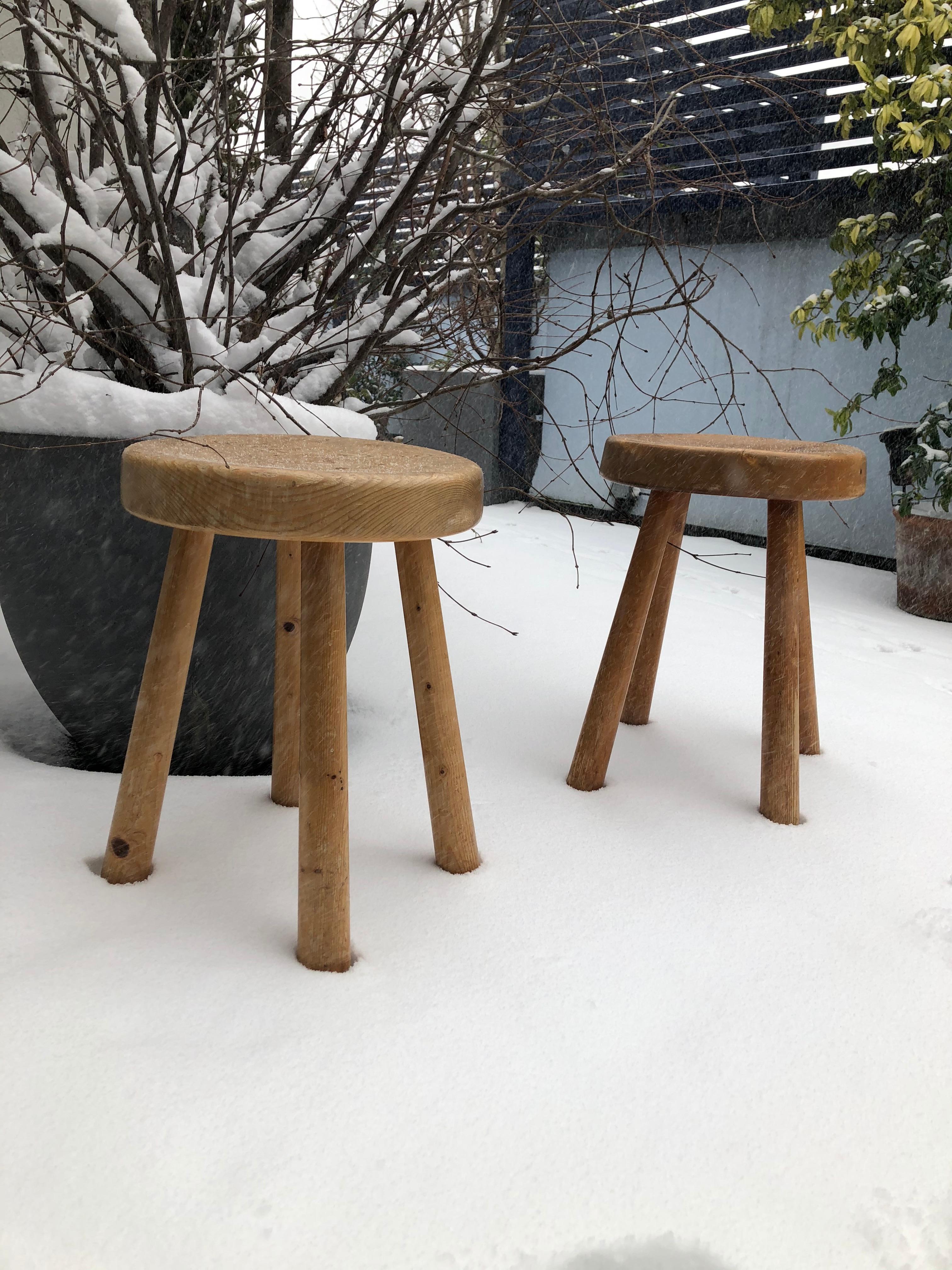 Very Rare Set of Charlotte Perriand 4 Legs Configuration Stools For Sale 1