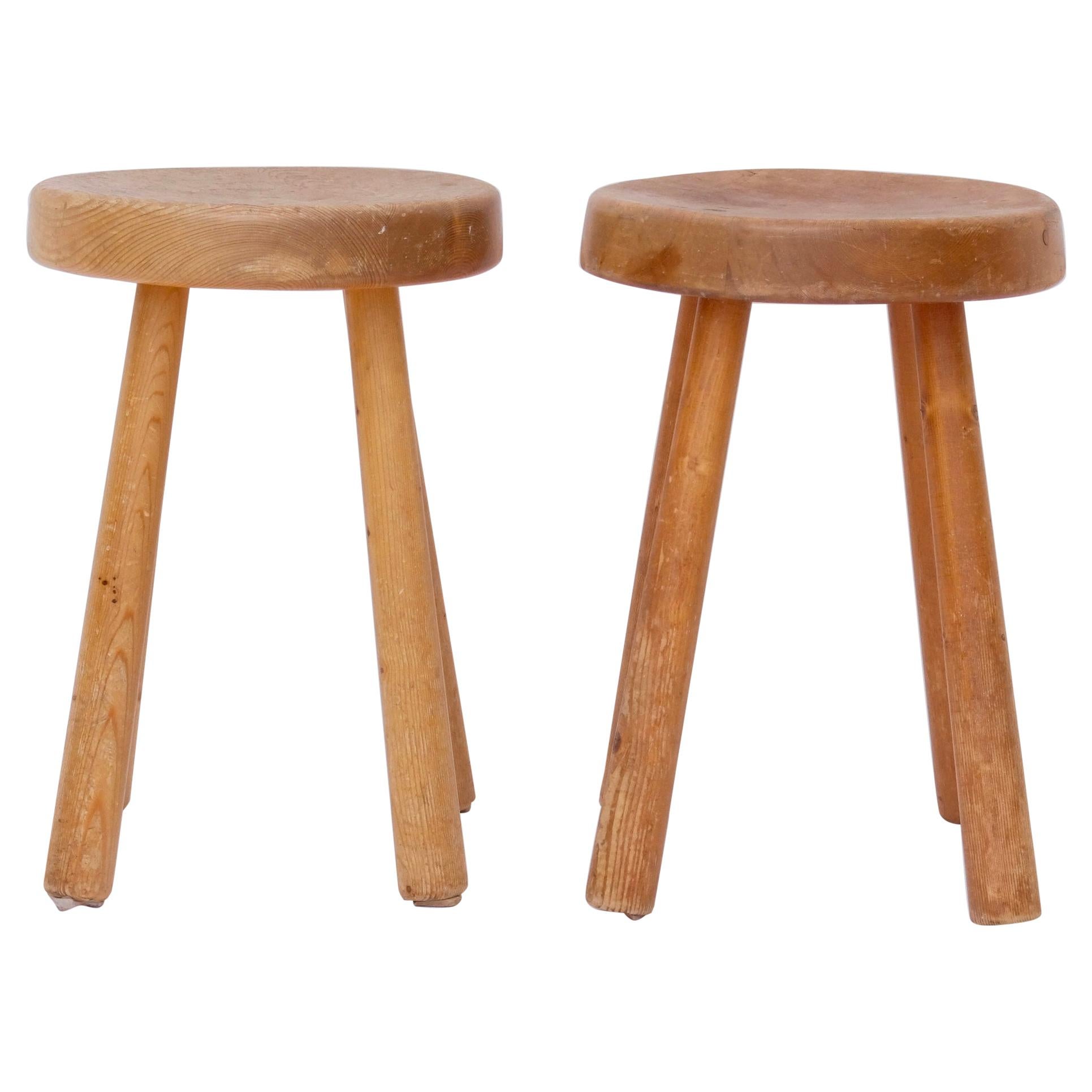 Very Rare Set of Charlotte Perriand 4 Legs Configuration Stools