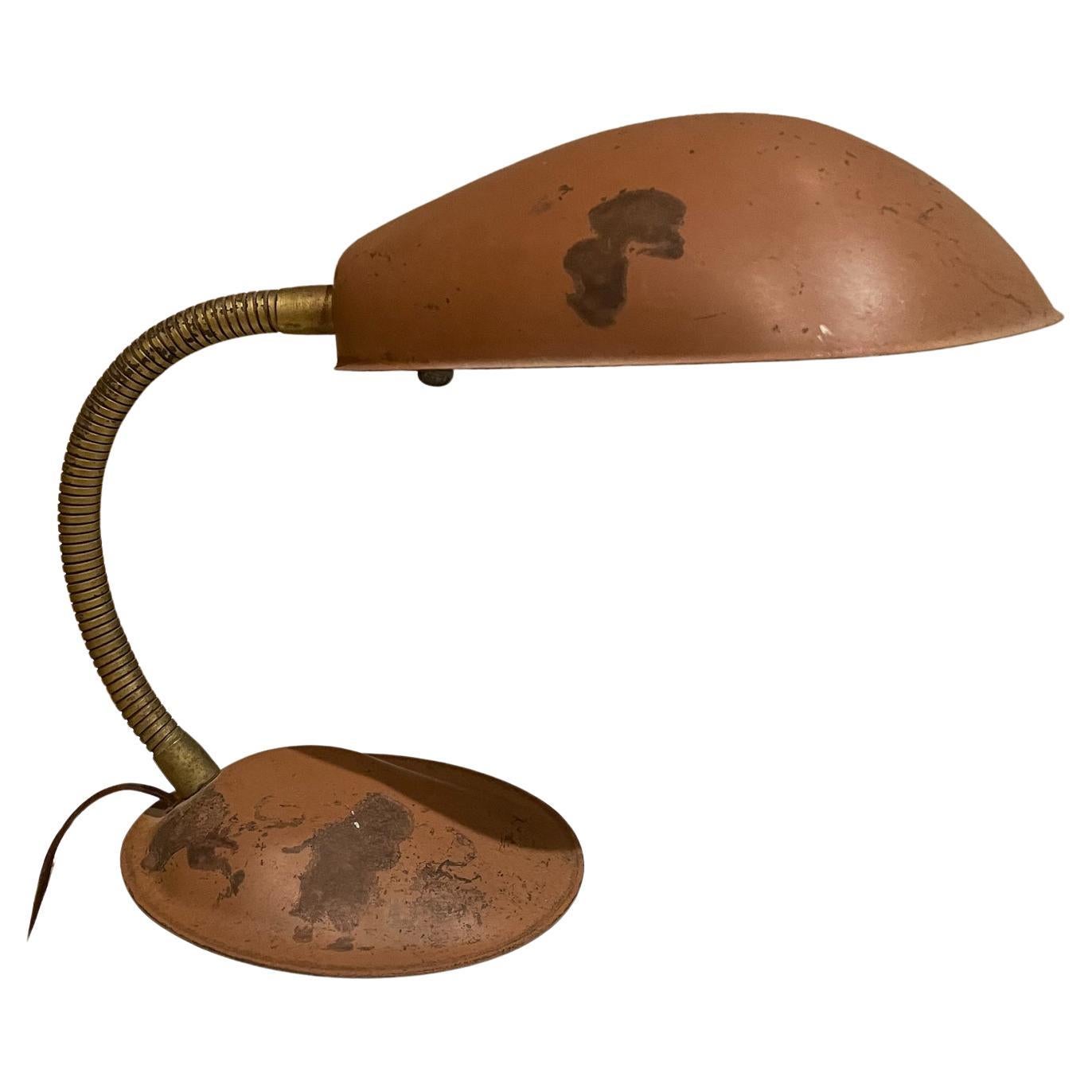 Very Vintage Cobra Desk Lamp Style of Greta Grossman Faded Brown 1960s LA For Sale