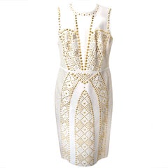 Very wanted Versace White Leather Studded Dress 2012 collection