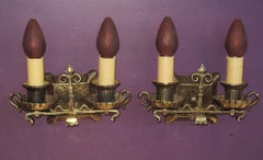 Very Well Made 2 Arm Solid Brass Revival Sconces Pair