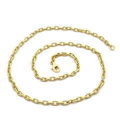 Very Well Made Italian 18k Yellow Gold 18" Textured Cable Link Chain Necklace