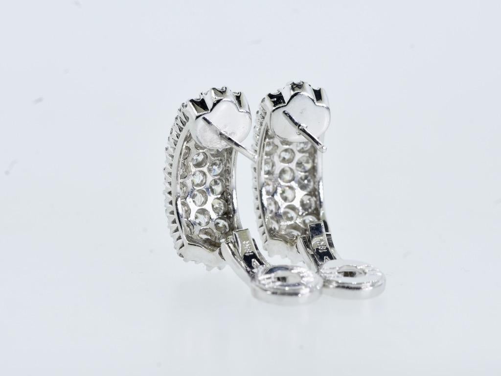 Very White Diamond Finely Pave Set Contemporary 18K White Gold Earrings For Sale 1