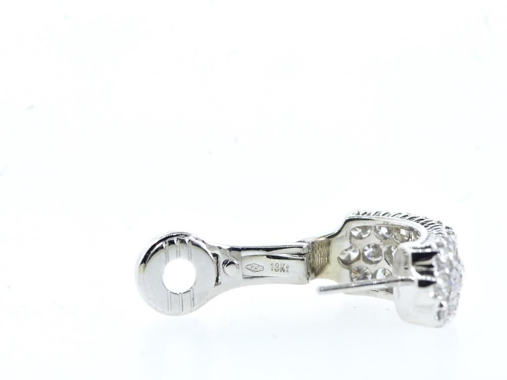 Very White Diamond Finely Pave Set Contemporary 18K White Gold Earrings For Sale 2