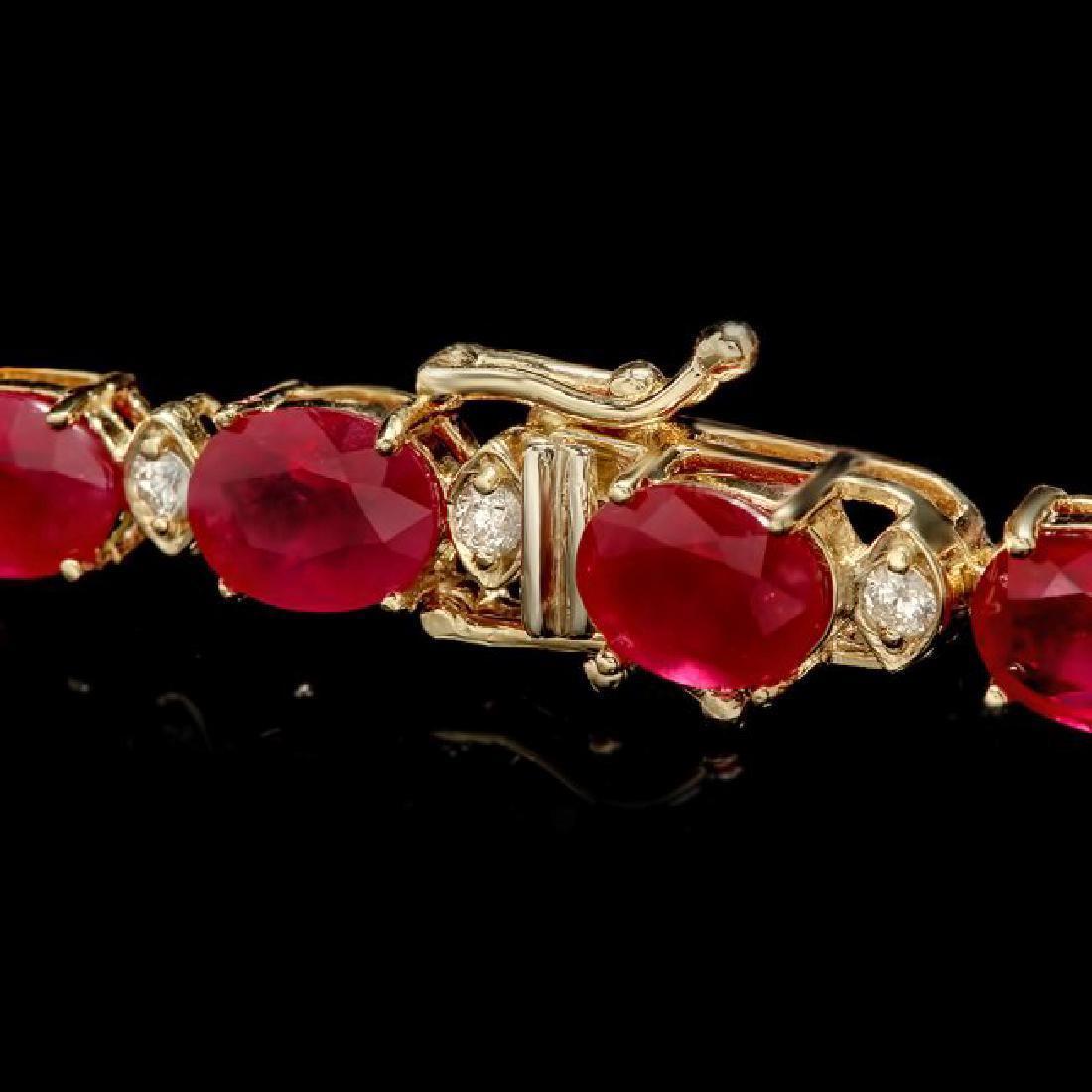 Mixed Cut VeryImpressive 26.90ct Natural Red Ruby and Diamond 14 Karat Solid Gold Bracelet For Sale