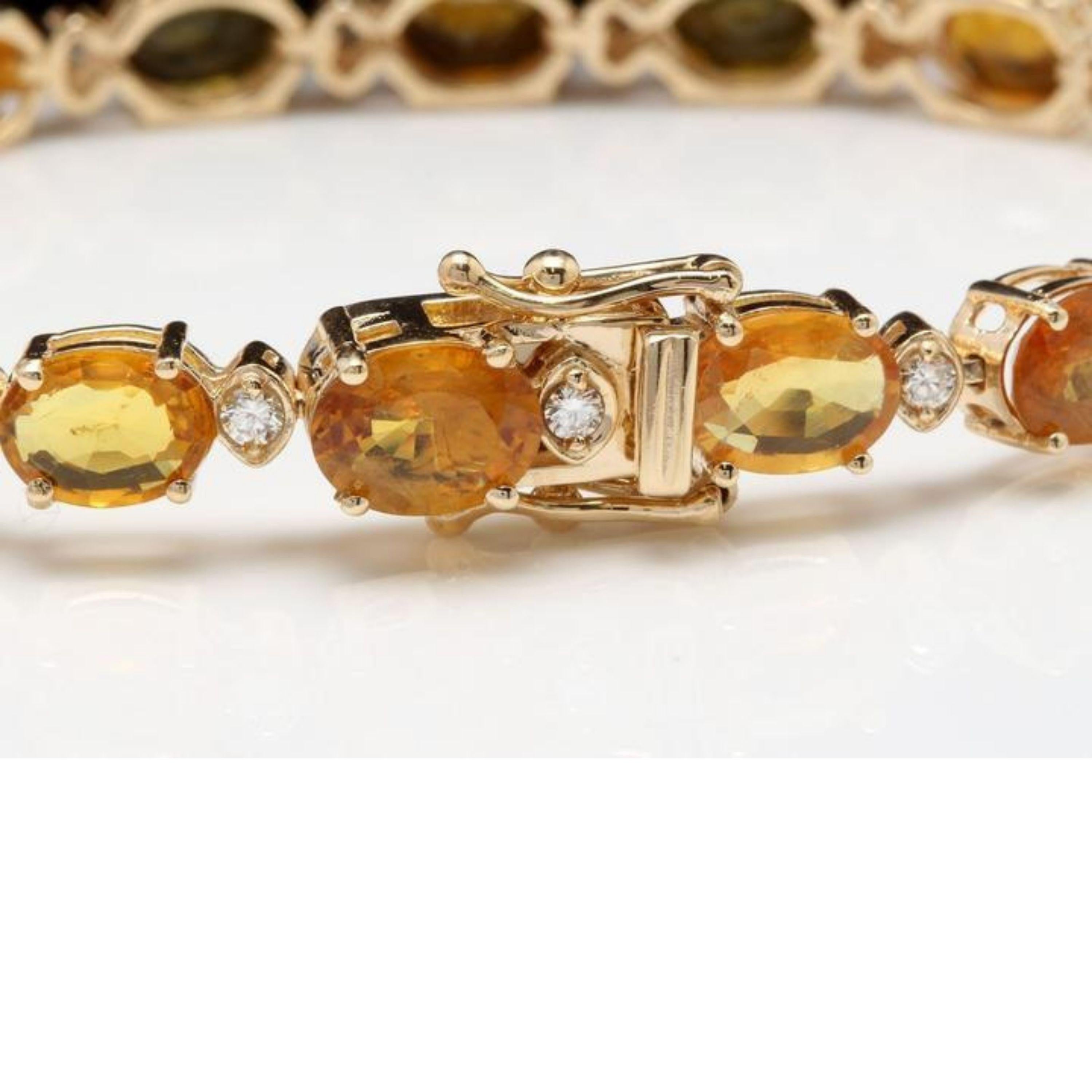 VeryImpressive 30.65Ct Natural Sapphire & Diamond 14K Solid Yellow Gold Bracelet For Sale 1